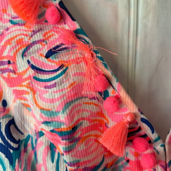 Lilly Pulitzer Pink Blue Print Shift Dress Tassels Preppy - Picture 10 of 11